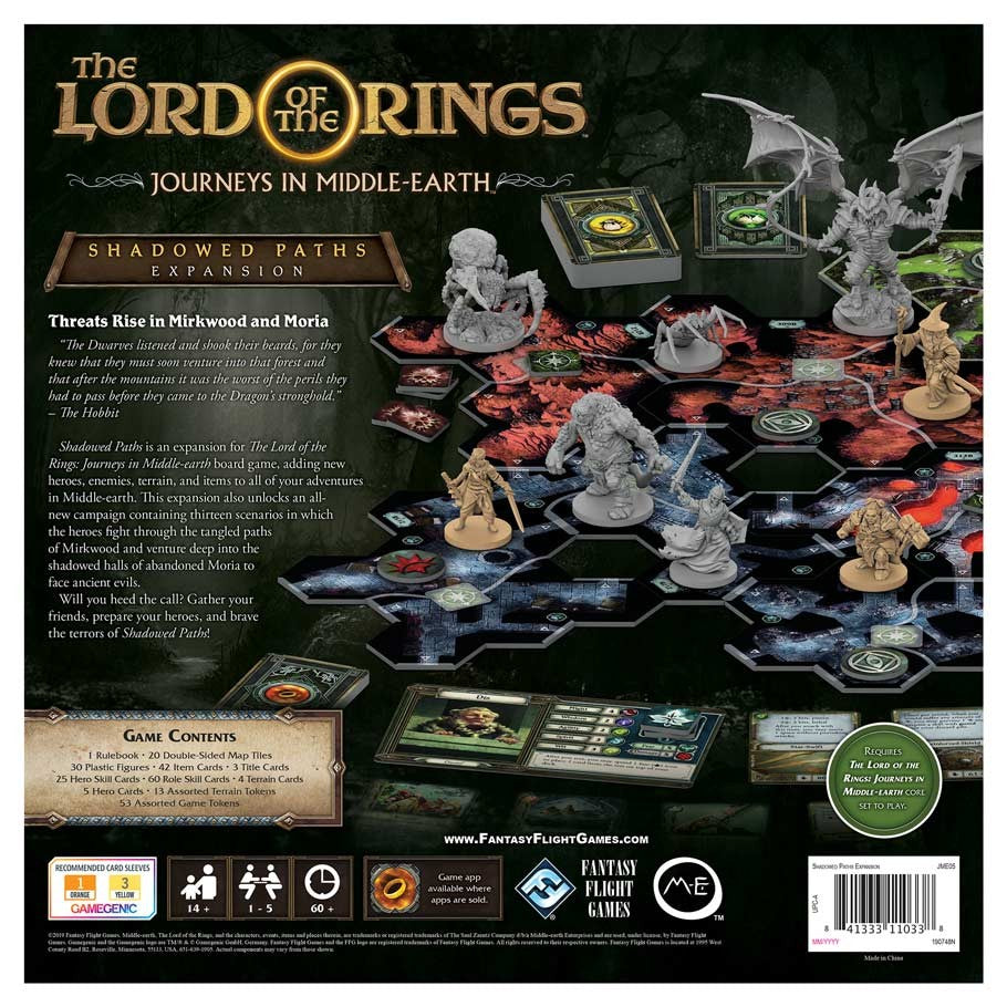 journeys in middle earth card sleeves LotR: Journeys in Middle-Earth: Shadowed Paths Exp