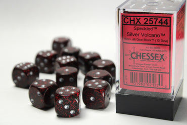 Speckled Silver Volcano 16mm d6 Dice Block (12 dice)