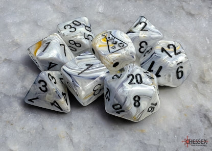 7-SetCube Lab Dice Marble Calcite/black chx 30067