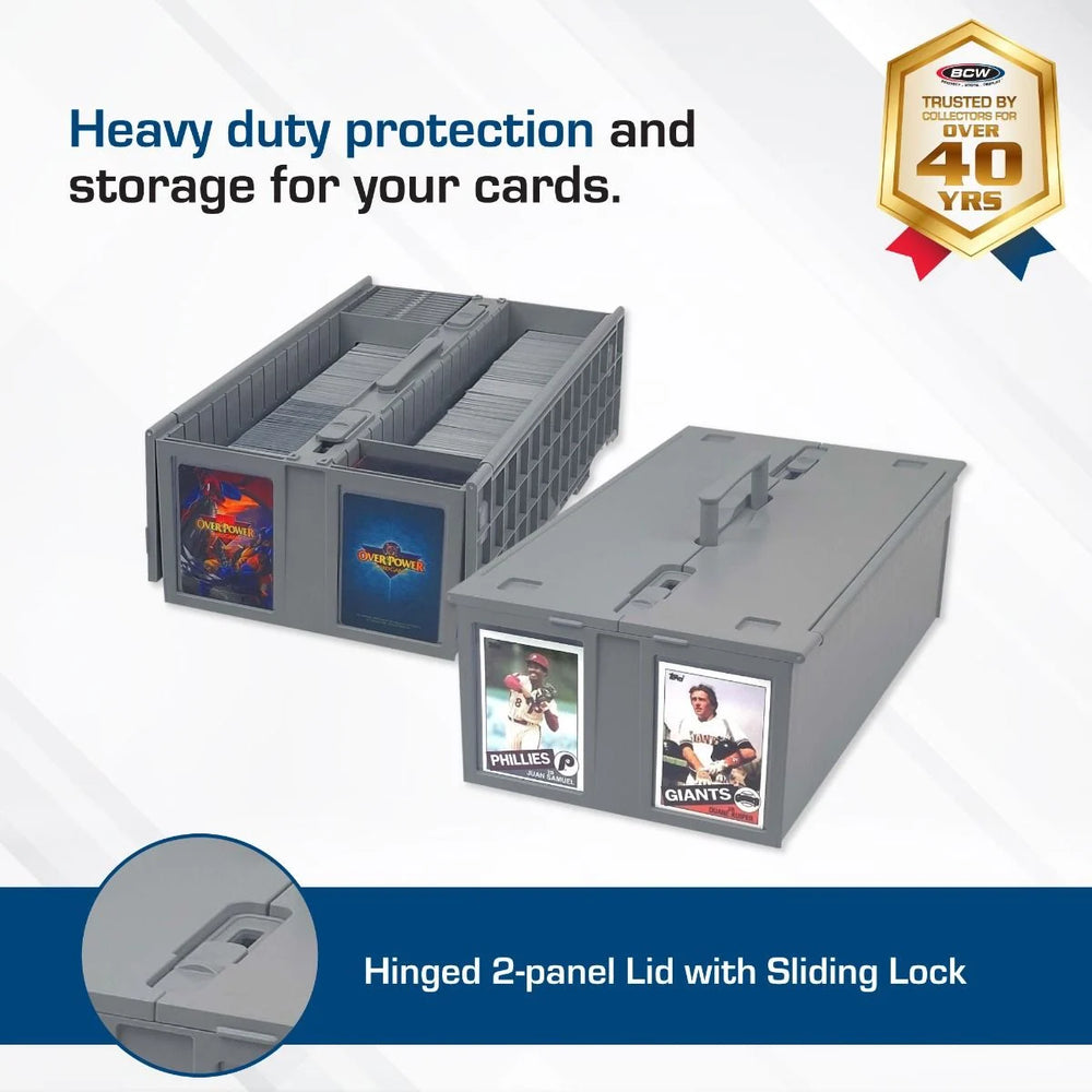 BCW Grey Premium Plastic 2-Row 1600 Card Storage Box