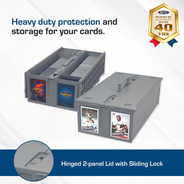 BCW Grey Premium Plastic 2-Row 1600 Card Storage Box
