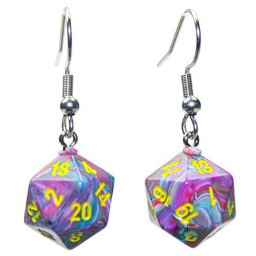 Hook Earrings Festive Mosaic Mini d20 Pair