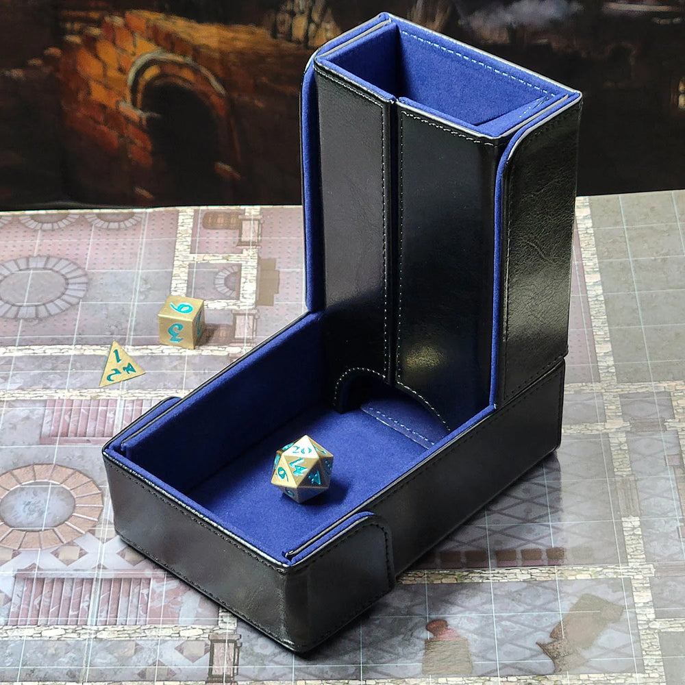 The Keep: Compact Magnetic Dice Tower and Dice Tray (Blue)