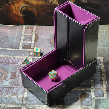 The Keep: Compact Magnetic Dice Tower and Dice Tray (Purple)