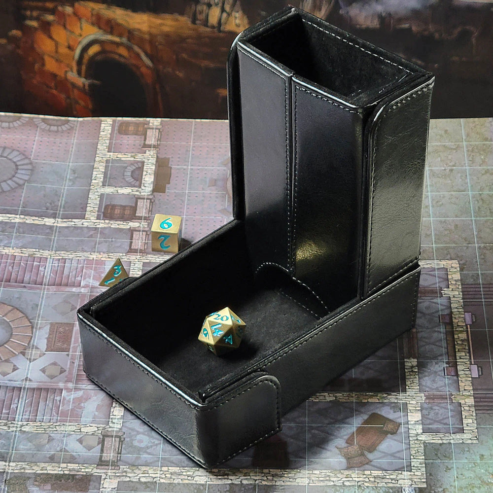 The Keep: Compact Magnetic Dice Tower and Dice Tray (Black)