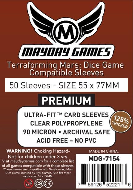 Mayday Games: Terraforming Mars: Dice Game Compatible Sleeves 55X77mm (50)