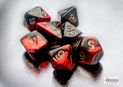 Chessex Gemini Mini 7 Die Set Black Red/Gold