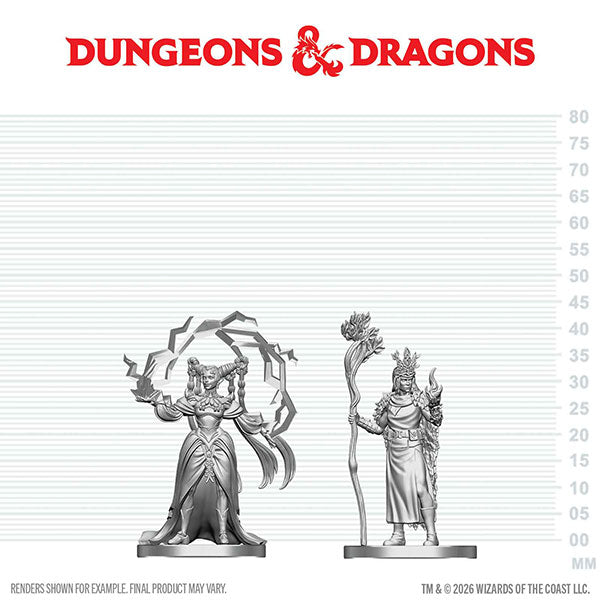 D&D Nolzur's Marvelous Miniatures: Unpainted Minis- Wave 29- Human Druid & Elf Sorcerer