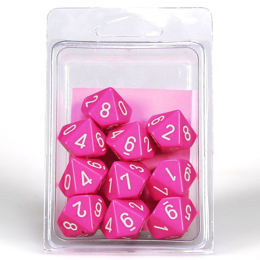 d10 Clamshell Opaque Pink with White (10)