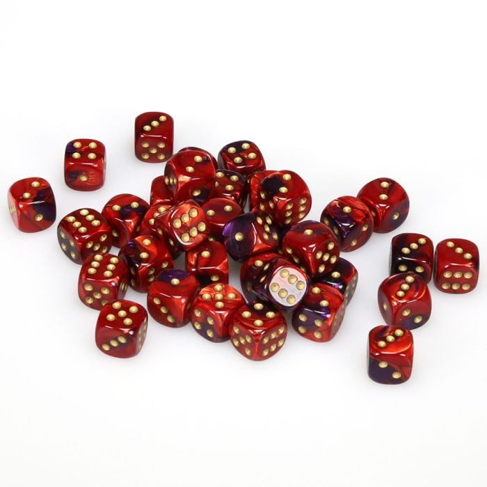 Gemini® 12mm d6 Purple-Red/gold Dice Block™ (36 dice) CHX26826