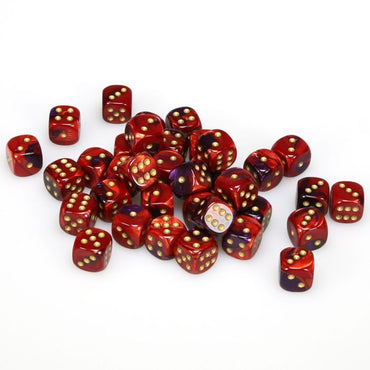 Gemini® 12mm d6 Purple-Red/gold Dice Block™ (36 dice) CHX26826