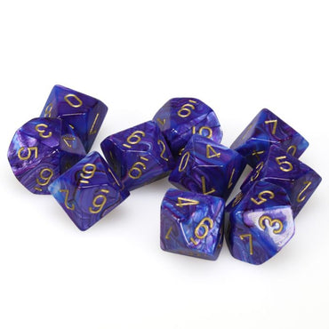 d10 Clamshell Lustrous Purple with Gold (10)