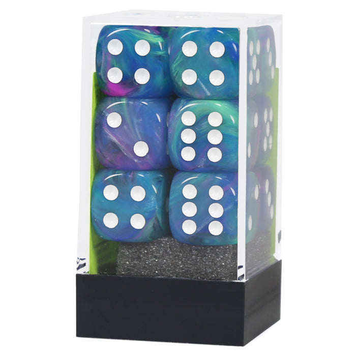 d6 Cube 16mm Festive Waterlily with White (12)