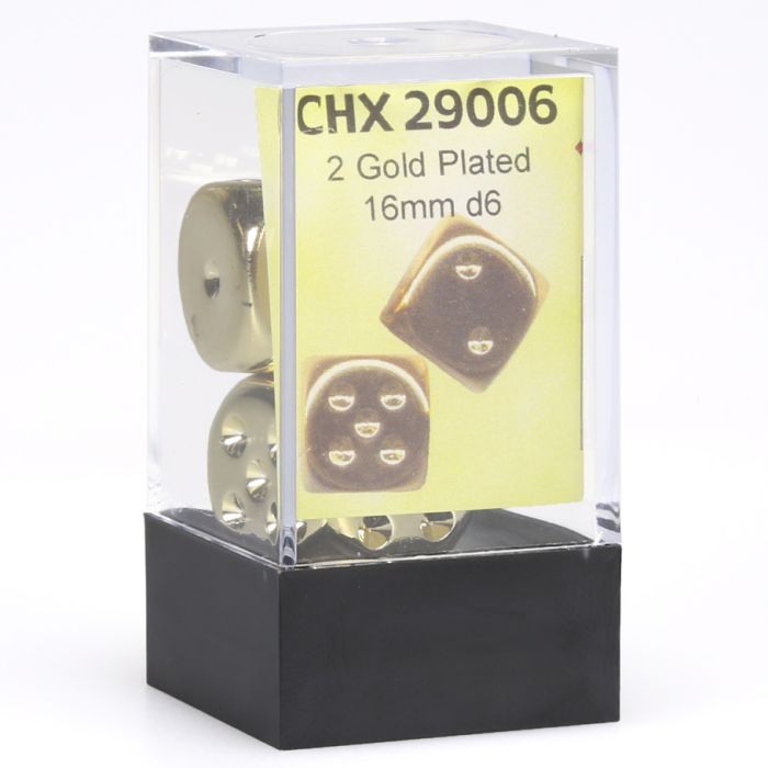 d6 Cube 16mm Gold Plated (2)