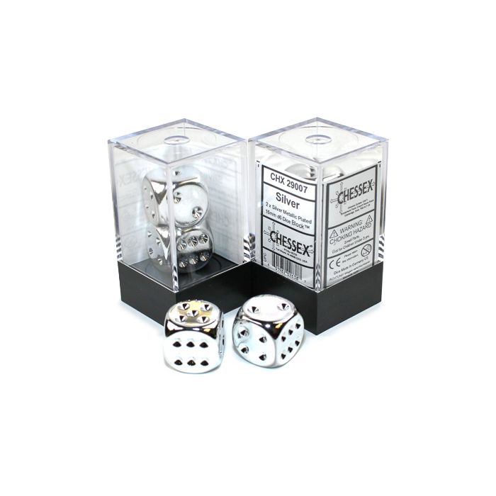 d6 Cube 16mm Silver Plated (2)