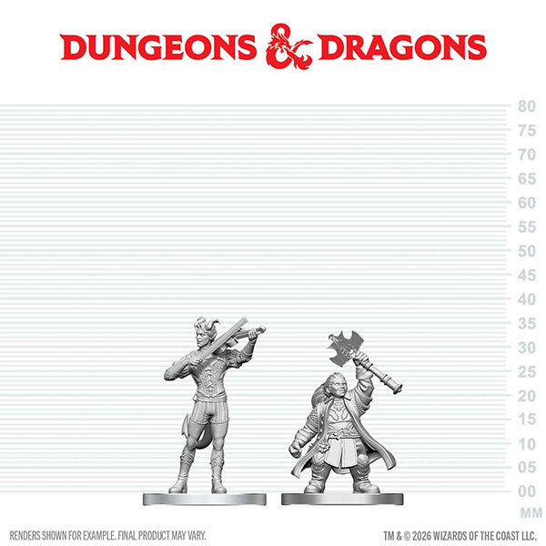 D&D Nolzur's Marvelous Miniatures: Unpainted Minis- Wave 29- Tiefling Bard & Dwarf Cleric