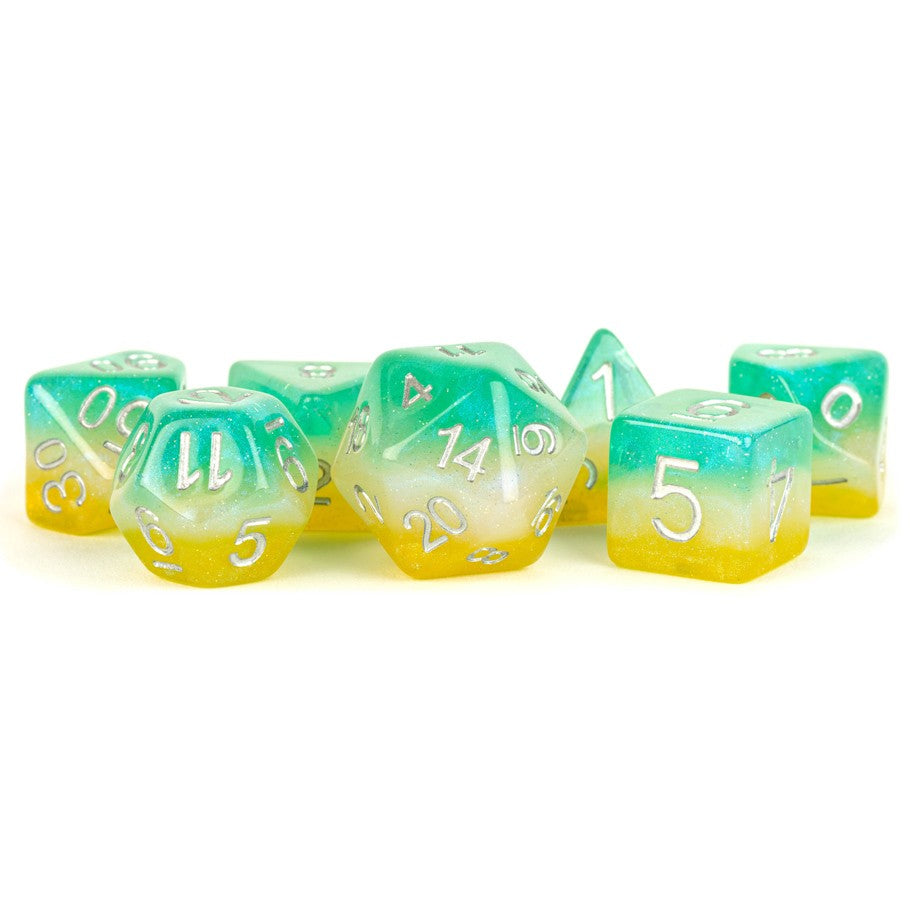 7 Count Dice Acrylic Set: 16MM Layered Stardust Tropics