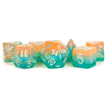 7 Count Dice Acrylic Set: 16MM Layered Stardust Sunset