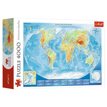 Puzzle: Large Physical Map of the World 4000 Piece (Trefl Red)