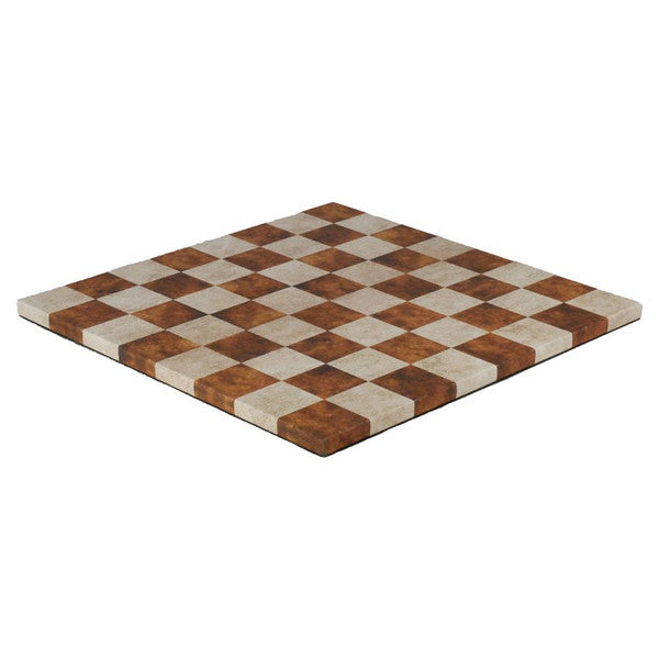 14.5" Leatherette Chess Board Caramel and Cream