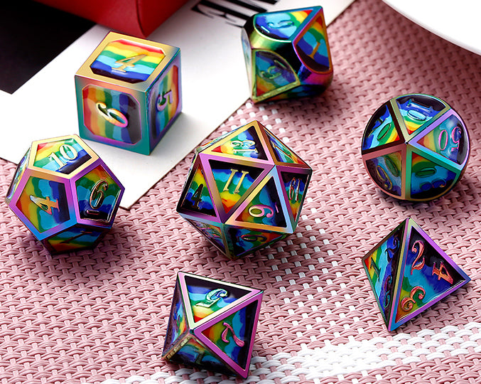 Metal & Enamel Dice Set (7pcs): Psychedelic