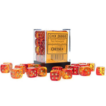 Chessex (26868): D6: 12mm: Gemini: Translucent Red-Yellow/Gold