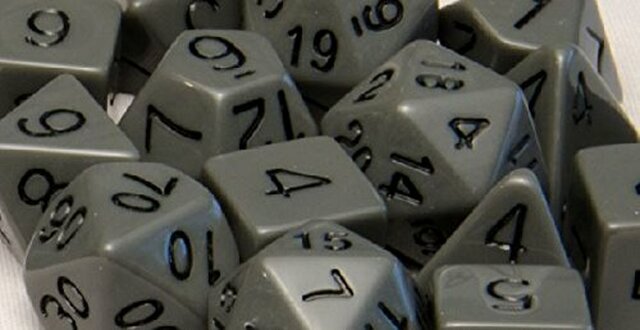 Polyhedral 7 Dice Set: Opaque Dark Gray with Black Numbers