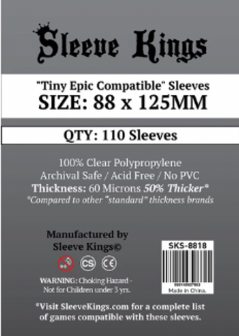 Sleeve Kings: ''Tiny Epic Compatible'' Sleeves (88x125mm) - 110 Pack, 60 Microns