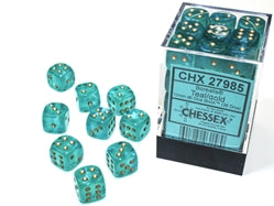 Chessex (27985): Borealis D6 12MM Teal/Gold (36)