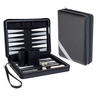 WE Games Magnetic Backgammon Set with Leatherette Case and Carrying Strap - Travel Size