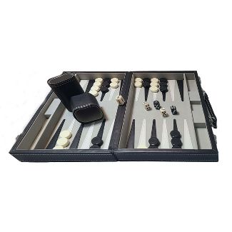 WE Games Black Leatherette Backgammon - 18 inch