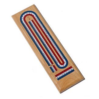 WE Games Classic Cribbage Set - Solid Wood TriColor Continuous 3 Track Board with Metal Pegs