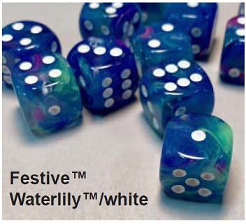 Chessex (27946): Festive D6 12mm Waterlily with White (36)