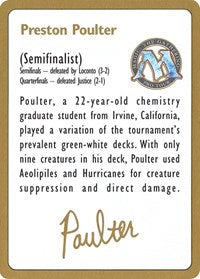 1996 Preston Poulter Biography Card [World Championship Decks] | All About Games