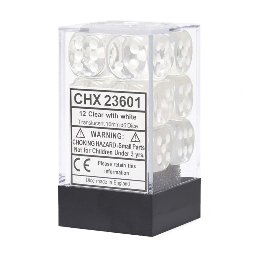 Translucent: 16mm D6 Clear/White (12) CHX23601