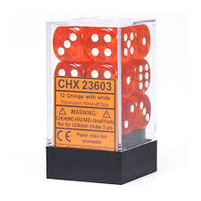 Translucent: 16mm D6 Orange/White (12) CHX23603