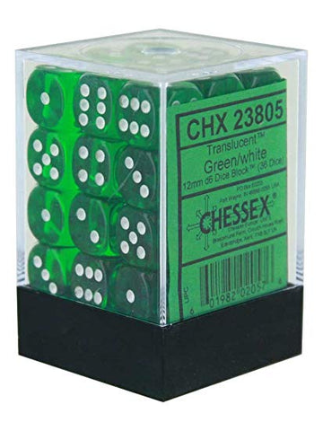 Translucent: 12mm D6 Green/White (36) CHX23805