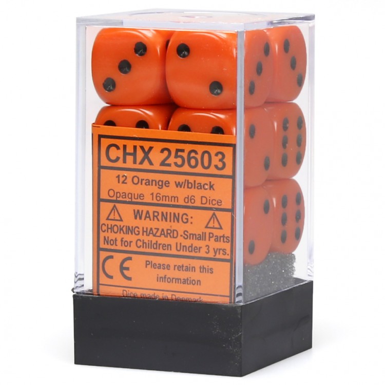 Opaque: 16mm D6 Orange/Black (12) CHX25603