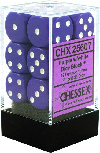 Opaque: 16mm D6 Purple/White (12) CHX25607