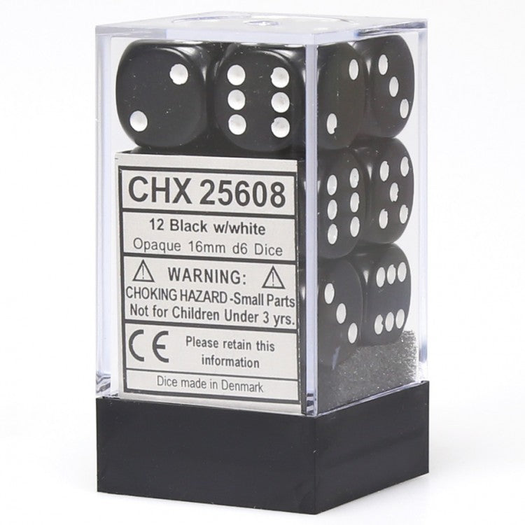 Opaque: 16mm D6 Black/White (12) CHX25608