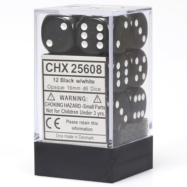 Opaque: 16mm D6 Black/White (12) CHX25608