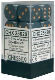 Opaque: 16mm D6 Dark Grey/Copper (12) CHX25620