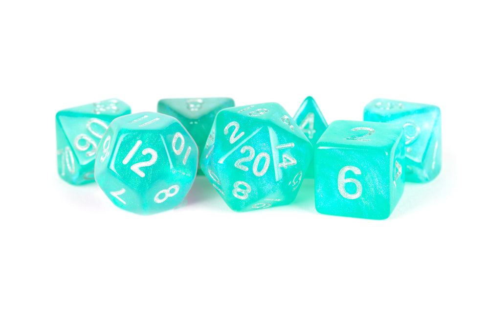 7 Count Dice Acrylic Set: 16MM Stardust Turquoise