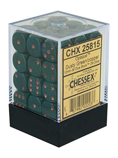 Opaque: 12mm D6 Dusty Green/Copper (36) CHX25815 | All About Games