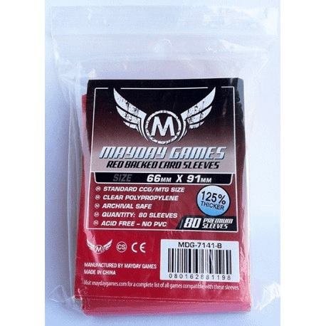 Red Backed Premium Card Sleeves 66x91mm (80 Pack)