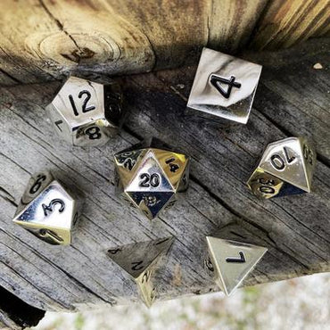 Chainmail Silver Metal Dice Set