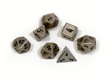 Aged Mithiral Pebble Dice - 10MM Alloy Mini Polyhedral Dice Set