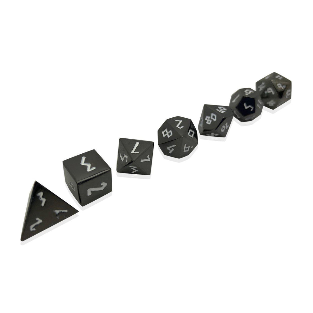 Drow Black Pebble Dice- 10MM Alloy Mini Polyhedral Dice Set