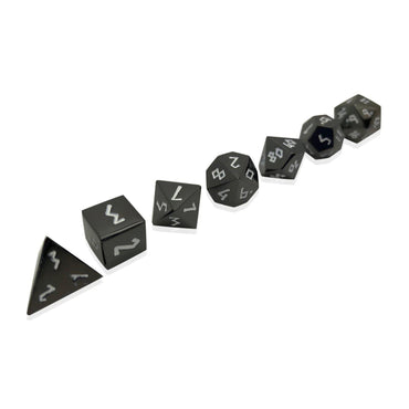 Drow Black Pebble Dice- 10MM Alloy Mini Polyhedral Dice Set