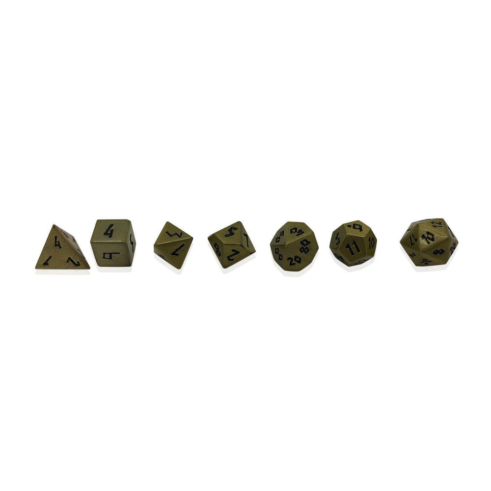 Bronze Dragon Scale Pebble Dice - 10MM Alloy Mini Polyhedral Dice Set